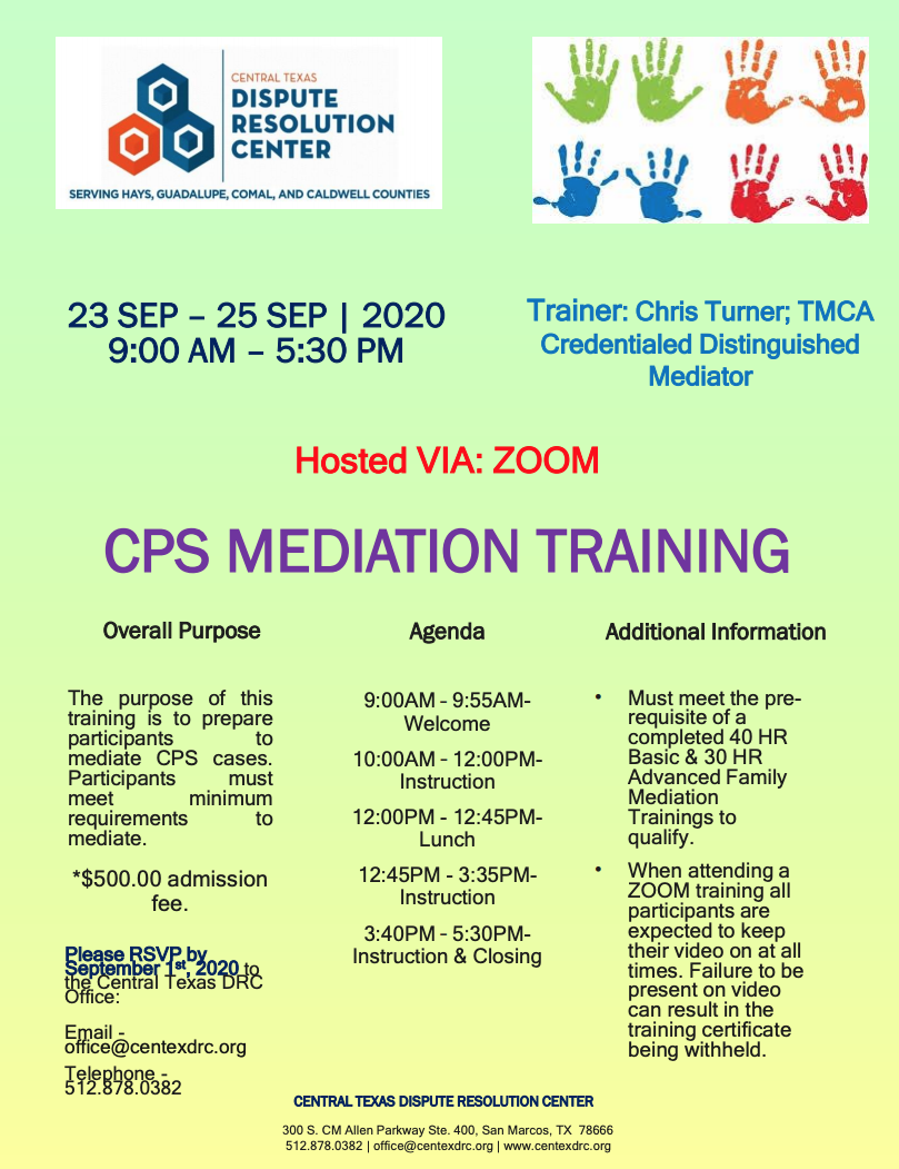 CTDRC CPS Mediation Training Flyer